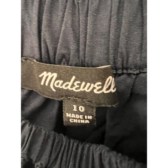 Madewell Puff Sleeve Tie Back Mini Dress Navy NS986 Cotton Viscose Size 10 - Picture 2 of 6